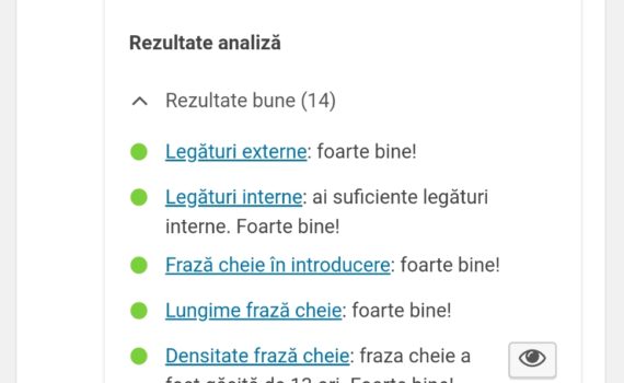 Articol seo yoast bulina verde